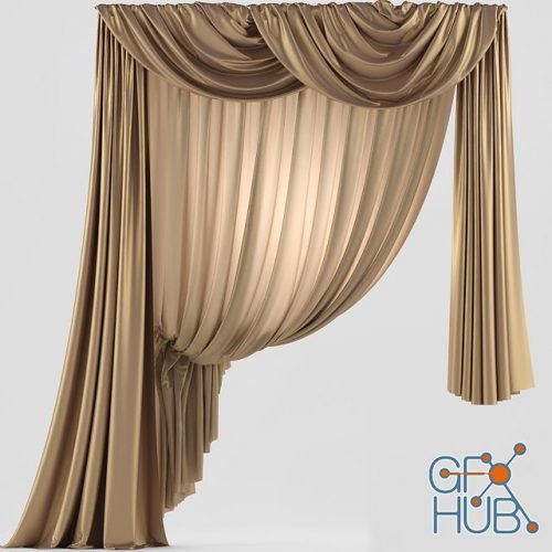 One-sided curtain with lambrequin