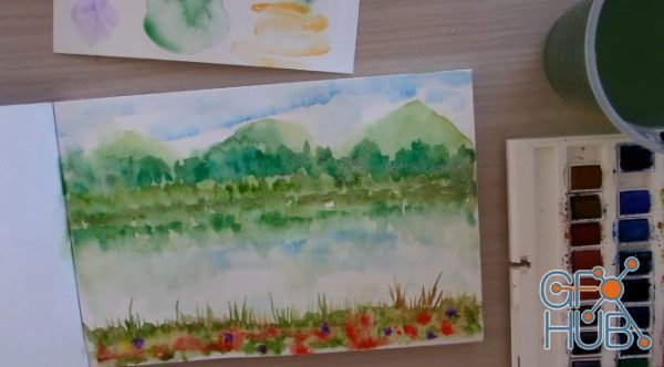 Skillshare - Exploring Watercolor: Painting Colorful Pond