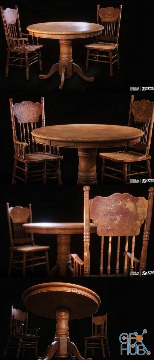 Wooden Table and Chairs PBR