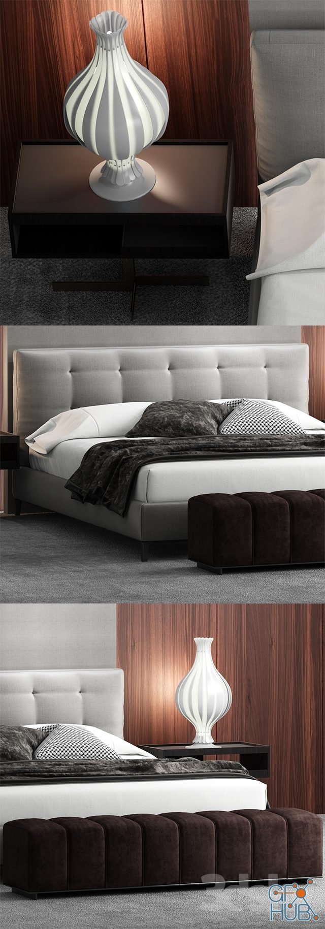 D Model Bed Minotti Andersen Bed Quilt Gfx Hub