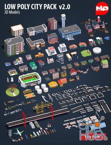 CGTrader – Low Poly City Pack 2 Low-poly 3D models