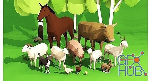 CGTrader – Domestic animals rigged pack Low-poly 3D models