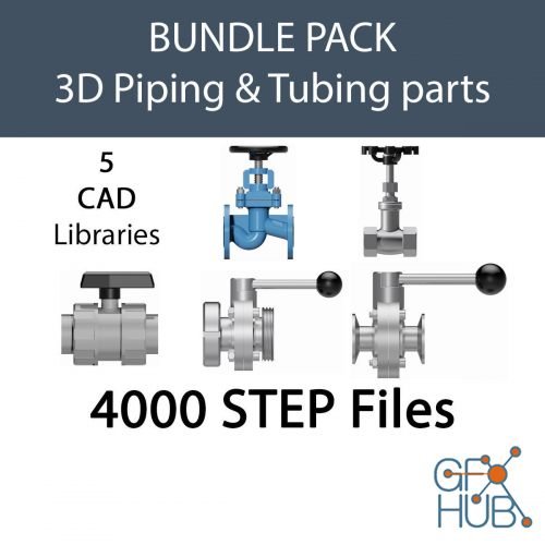 CGTrader – VALVES AND FITTINGS MULTI-PACK FOR PROCESS ENGINEERS – STEP 3D Model