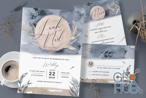 CreativeMarket - Watercolor Wedding Invitation 3586587