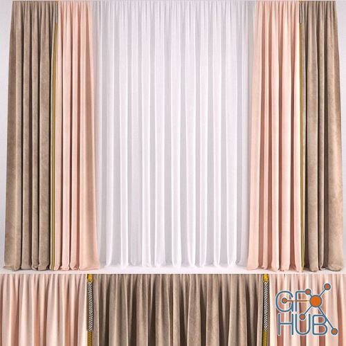 Curtains with colour zipper
