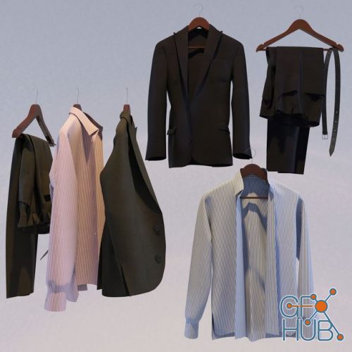 Set of men's suit on hangers