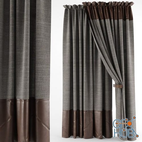 Curtains with leather insert