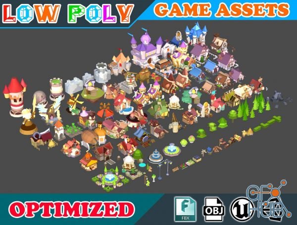 CGTrader – Low poly Cartoon Kingdom KIT – Game Assets Low-poly 3D model
