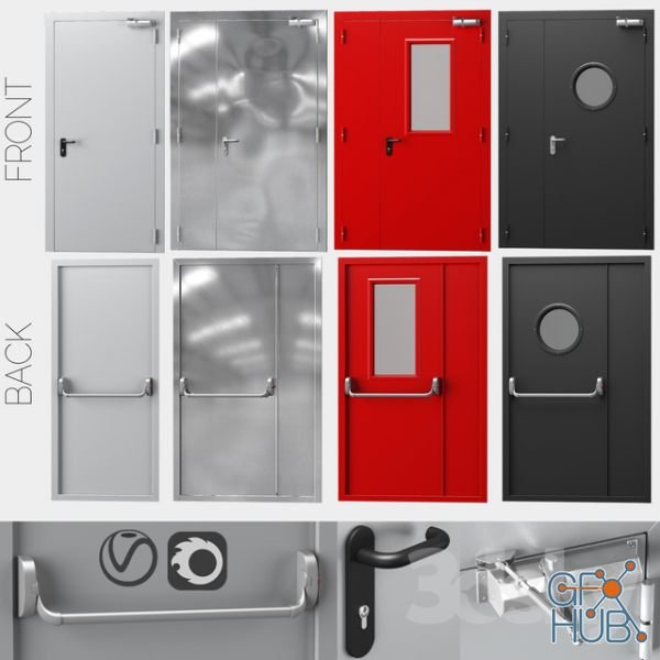 4 colors metal fire doors