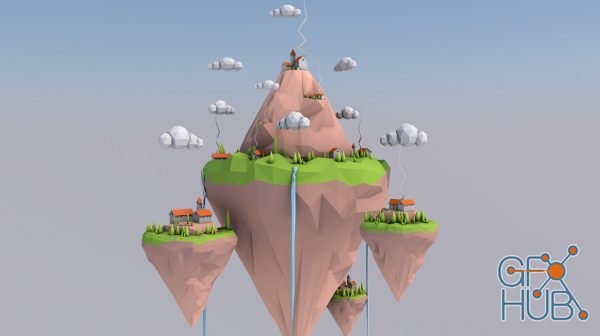 Skillshare – Creating a low poly floating islands in Cinema 4D