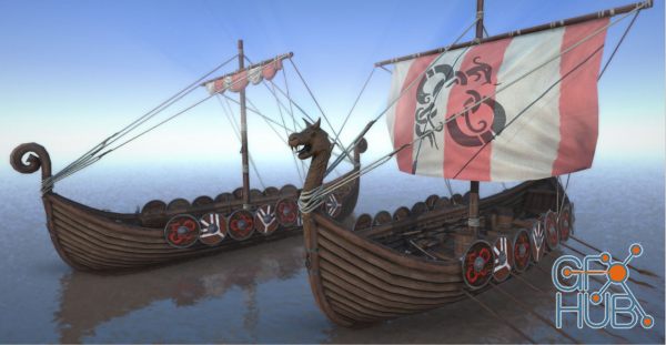 CGTrader – Game Ready Medieval Viking Ship Pack Low-poly 3D model