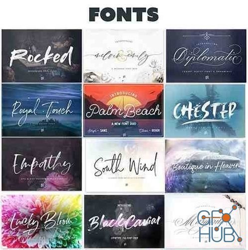 Handwritten Font Collection & 10 Graphics Sets