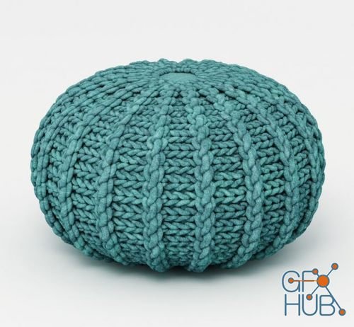 Cozy knitted pouf