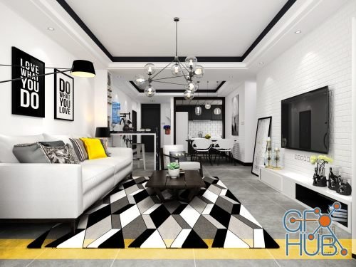 CGTrader – Hanhart-Scandinavian style living room-2015 3D model