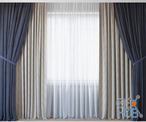 3 curtains with tulle