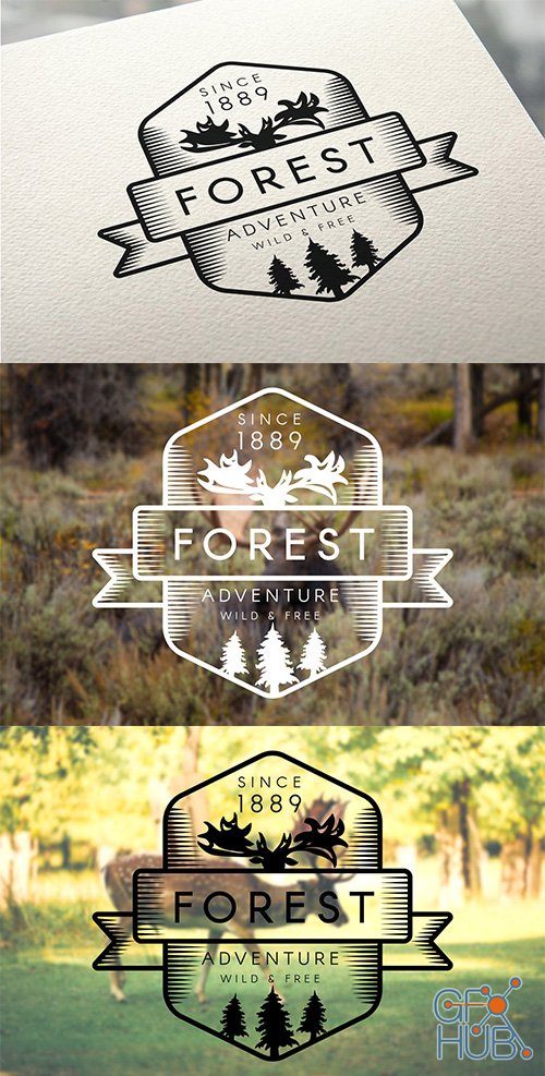 Vintage Forest Moose PSD and Vector Badge (AI, EPS)