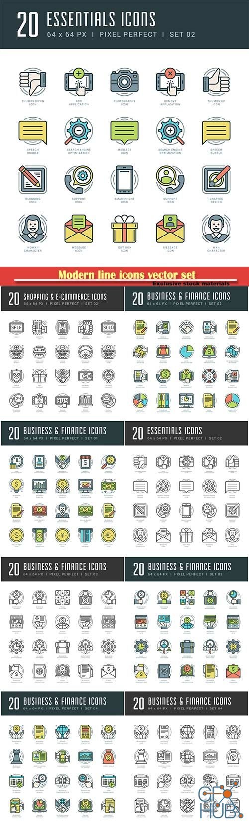 Modern line icons vector set (EPS)