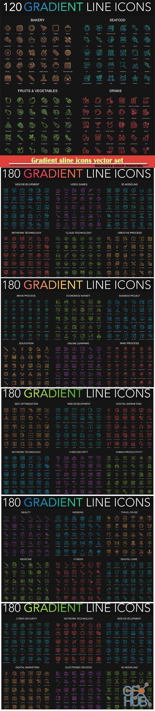 Gradient sline icons vector set (EPS)