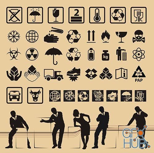 Packing symbol and marking on corrugated cardboard box 2 (EPS)