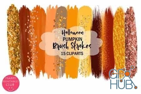 Halloween Pumpkin Brush Strokes Clipart – Brush Strokes (EPS)