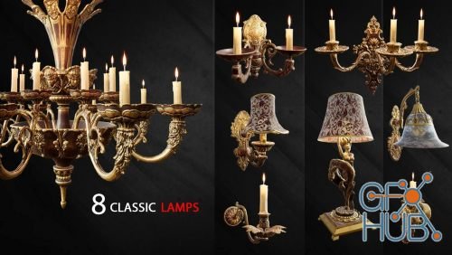 CGTrader – 8 Classic Lamps Unreal 4 – UE4 Unreal Engine lamp Low-poly 3D model