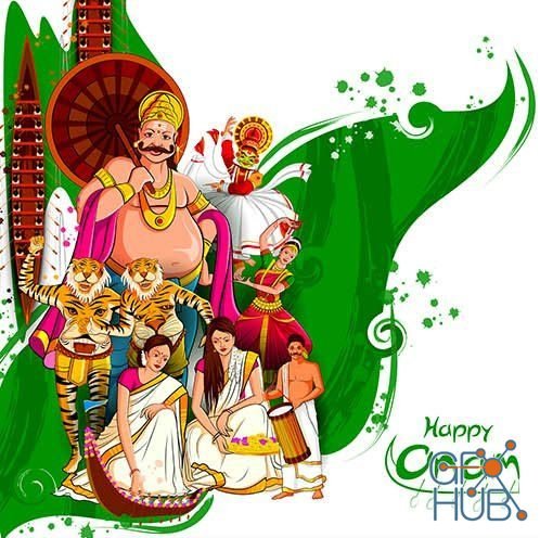 Happy Onam Indian traditional ceremony festive (EPS)