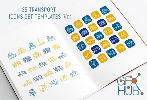 100 Transport Icons Templates (AI)