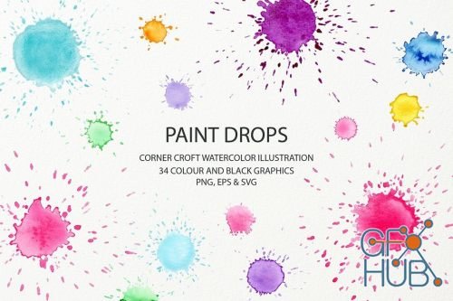 Watercolor Paint Drop Collection 304456 (EPS)