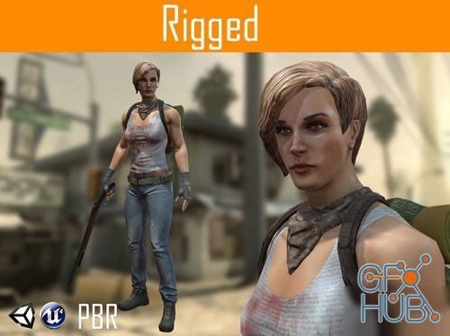 Post Apocalypse Girl low-poly PBR