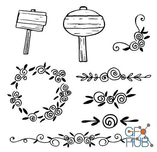 Decorative floral elegant drawn vintage elements (EPS)