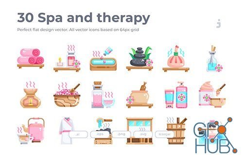 30 Spa and therapy Icons – Flat (EPS)