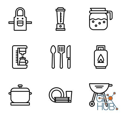 60 Kitchen Vector Icons (Lineal, Lineal Color, Flat) – ESP