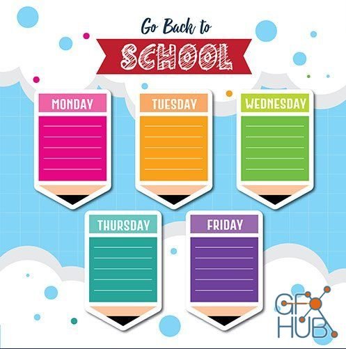 School Timetable Vector Set (EPS)