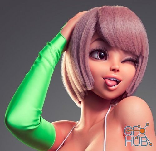 3d Model Low Poly Anime Girl Cute Cindy Winked Gfx Hub 8505