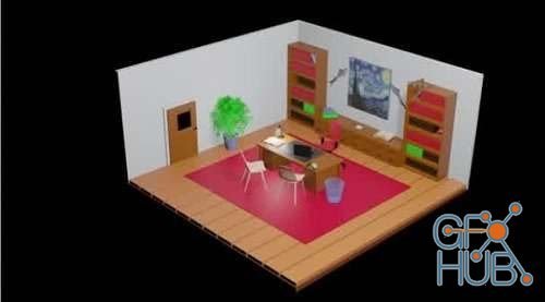 Skillshare – Intro to 3D Environments: Modeling a Low-poly Isometric Office in Blender 2.8