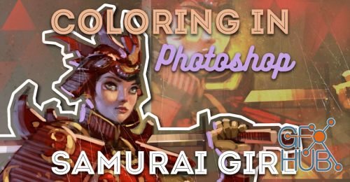 Pencil Kings – Coloring in Photoshop – Samurai Girl Character Design