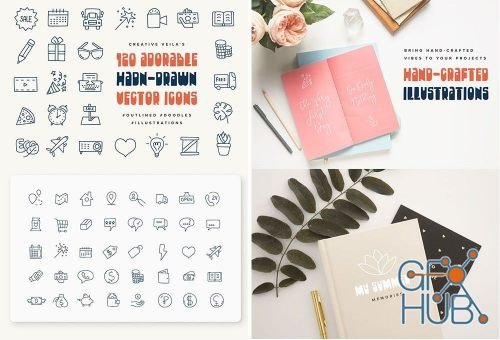 Adorable Hand-Drawn Vectors Icons (EPS)