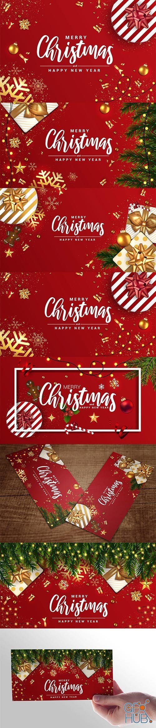 Merry Christmas and Happy New Year banners (AI, EPS)
