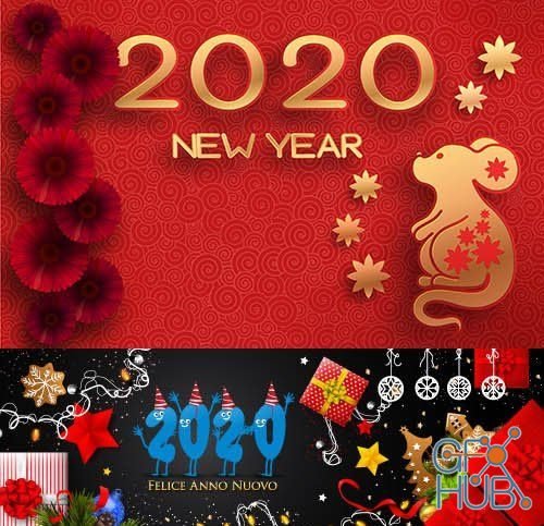 New Year and Christmas decorative 2020 symbol illustration (EPS)