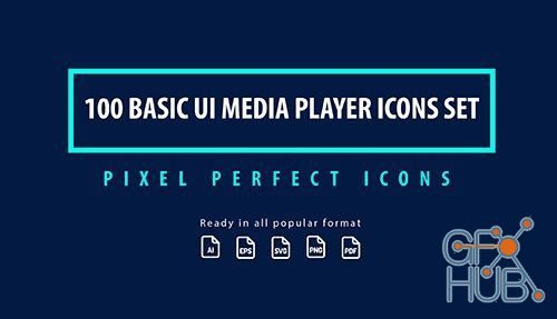 Basic UI Media Player Icons Set (AI, EPS)