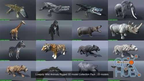 CGTrader – Lowpoly Wild Animals Rigged 3D models Collection Pack