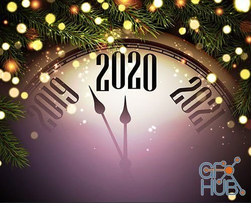 New Year and Christmas decorative 2020 illustration 5 (AI, EPS)