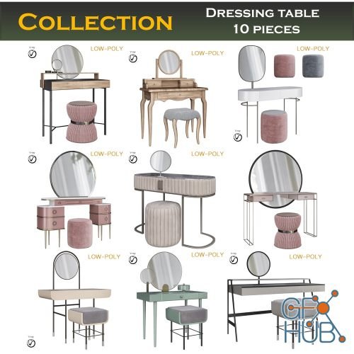 CGTrader – Dressing table collection 3d models Low-poly