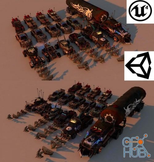 CGTrader – Battle Car Package Low-poly 3D models