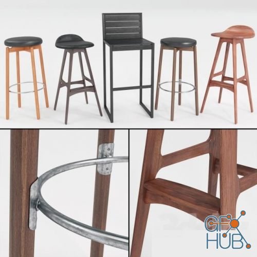 Bar stool set (max 2011 Vray)