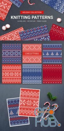 Holiday Knitting Seamless Patterns Vector Collection (EPS)