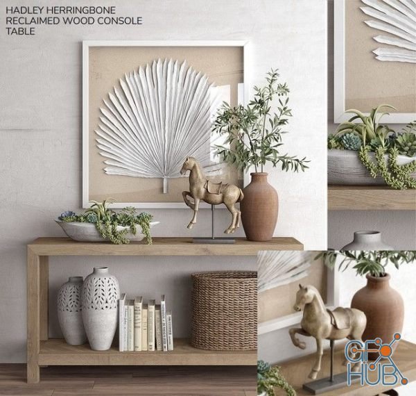 PB Hadley Herringbone Reclaimed Wood Console Table
