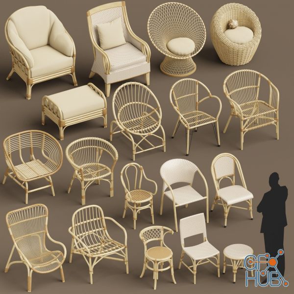 CGTrader – Wicker chair set A 3D models