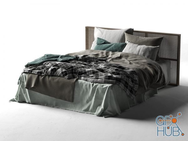 Queen Bed 2 (max, fbx, obj)