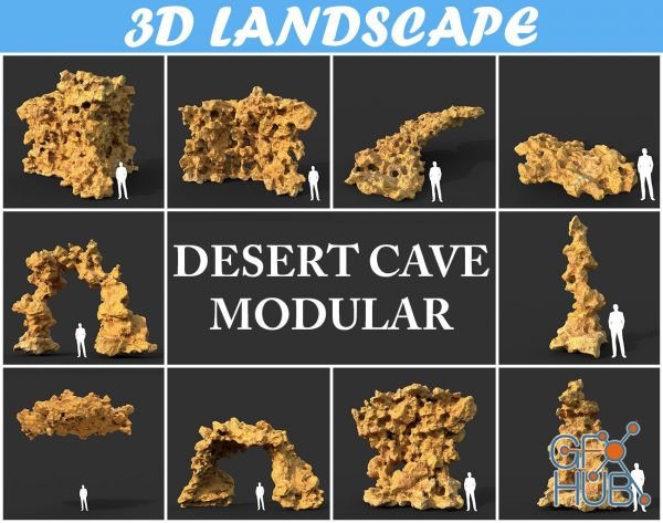 CGTrader – Low poly Desert Cave Modular Pack 200202 3D Model Collection